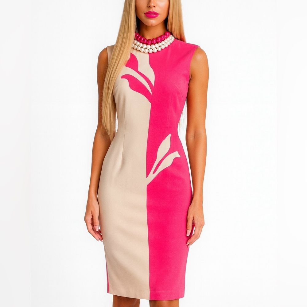 Brand with tags! STYLEWE Pink and Cream Midi Dress new with tags - Picture 1 of 3